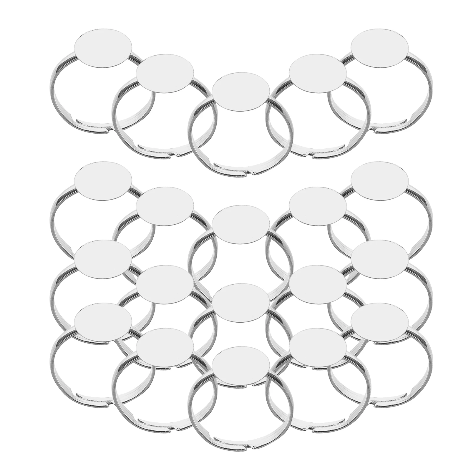 

20pcs Adjustable Blank Supports Jewelry Making Round Pad Settings Metal Rings Diy Crafts For Resin Stones Ring Bases Iron Finger