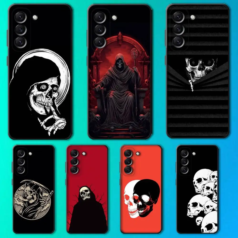 

Grim Reaper Skull Skeleton Phone Case For Samsung Galaxy A13,A21s,A22,A31,A32,A52,A53,A71,A80,Soft Black Shell