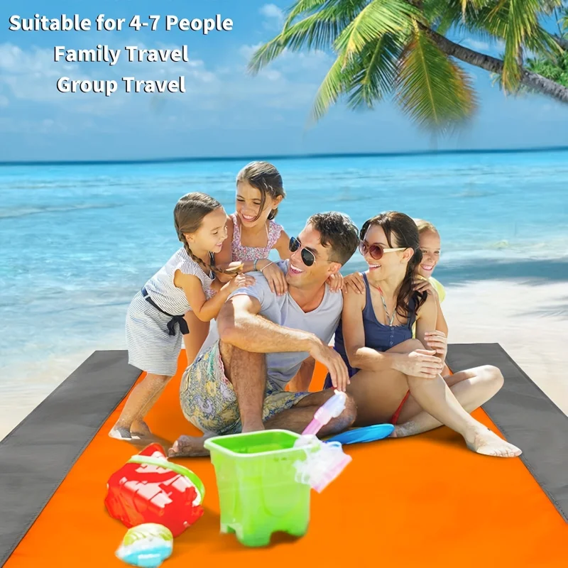 Sandproof Beach Blanket，Foldable Beach Mat，with 4 Corner Pile，Suitable for outdoor camping travel vacation hiking
