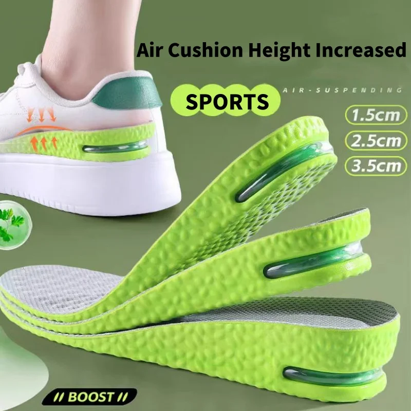 1 Pair Air Cushion Shock-Absorbing Support Heightening Insoles - Supreme Comfort Anti-Friction Lift for Sneakers & Casual Shoes