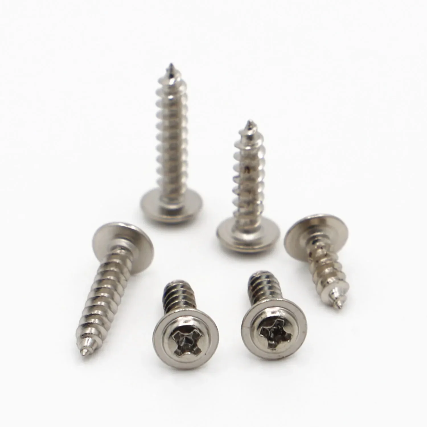 M1.2 M1.4 M1.7 M2 M2.3 M2.6 M3 M3.5 M4 PWA Nickel Plated Cross Round Head Self Tapping Screw With Pad Pan Head Tapping Screws