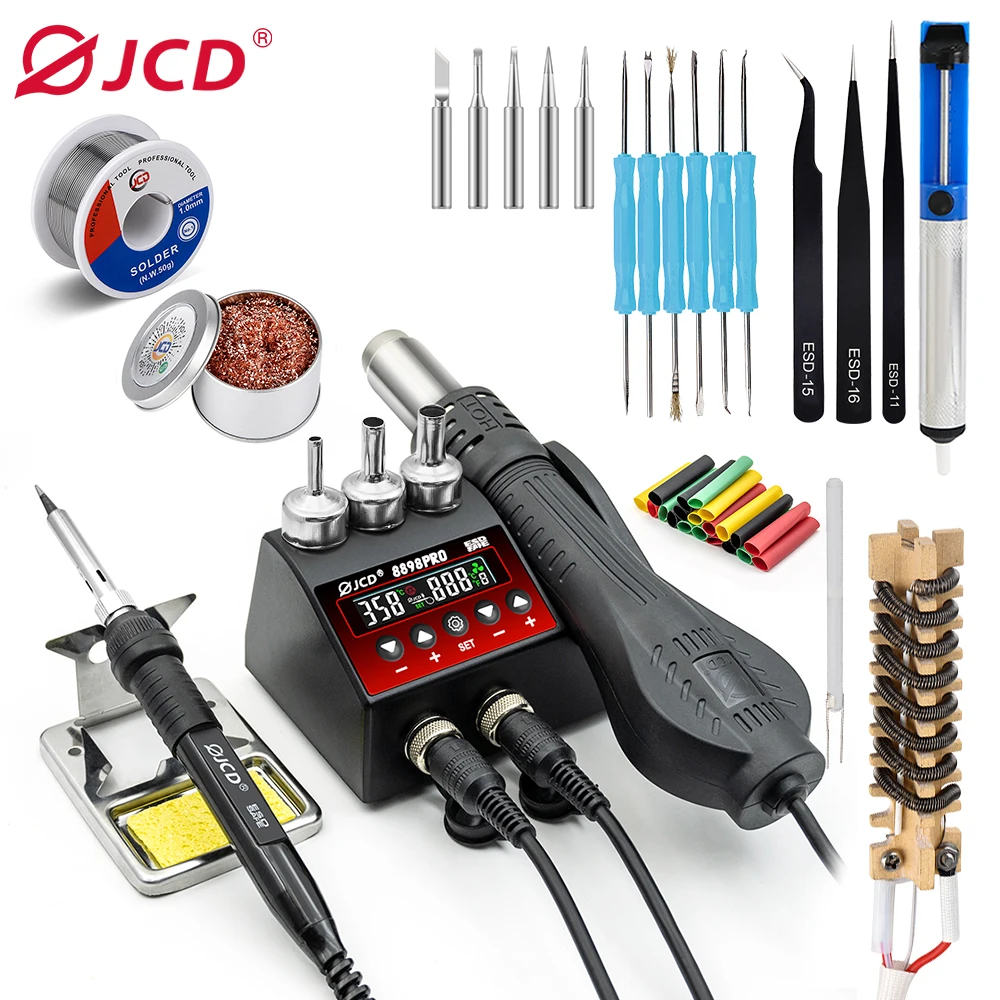 

JCD New Upgrade 2 IN 1 Soldering Station LCD Digital Display 220V/110V Welding Rework Station 750W Phone BGA SMD IC Repair Tools