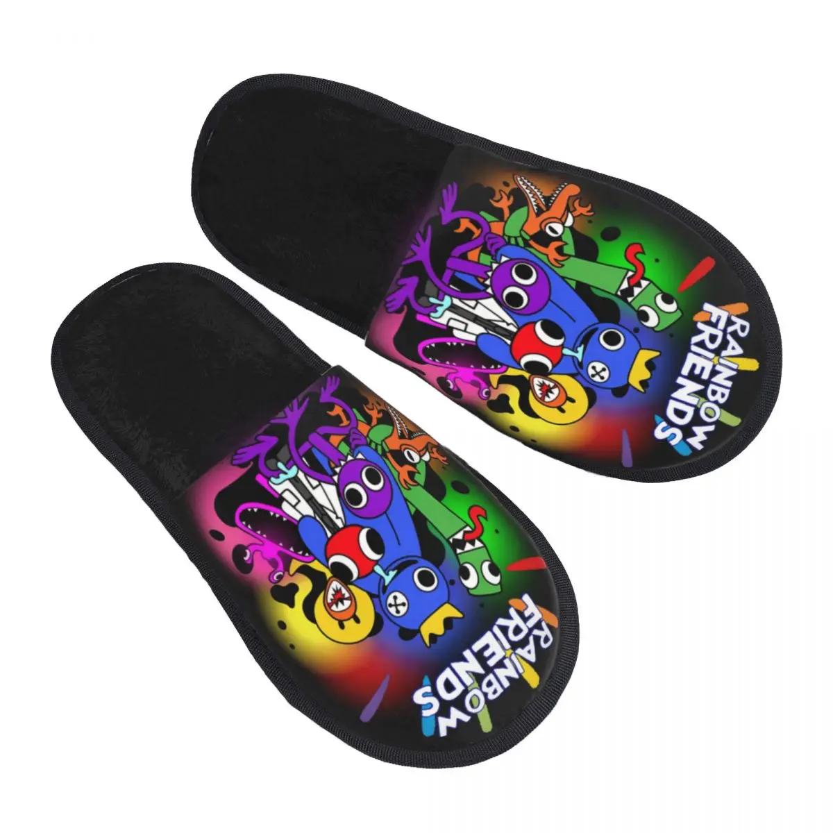 Custom Women Rainbows Friendss Hug It Out House Slippers Cozy Warm Video Game Memory Foam Fluffy Slipper Indoor Outdoor Shoes