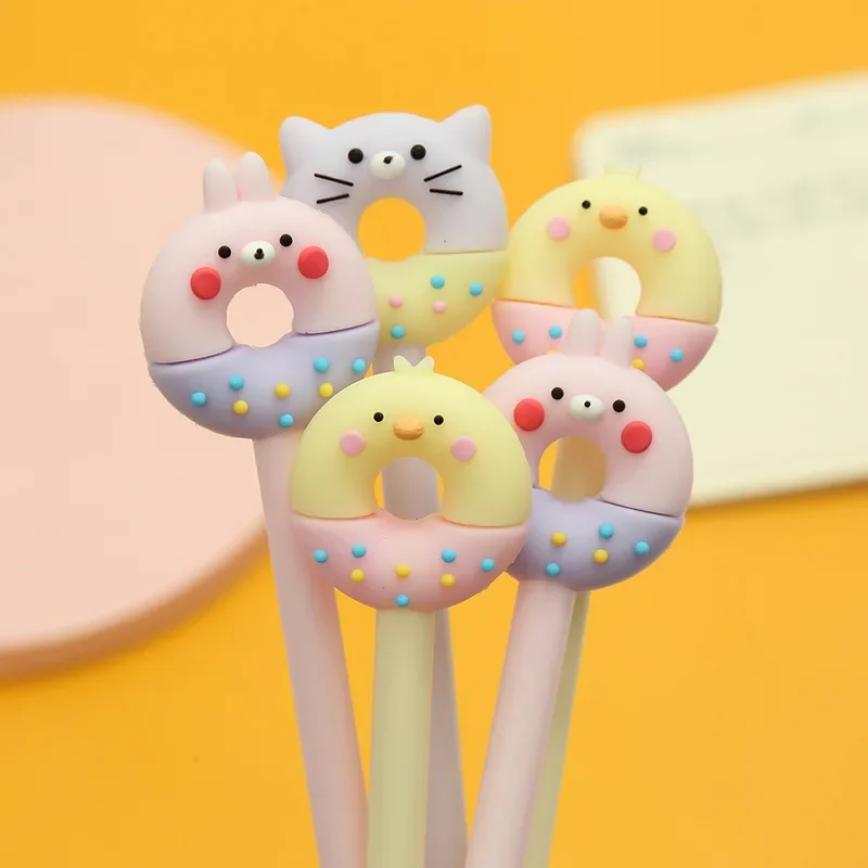 36PCS  Korean cartoon cute pet animal silicone Rollerball pen cute chicken doughnut quick drying pen