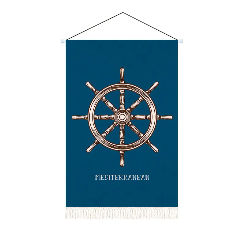 Mediterranean Style Nautical Anchor Tapestry Wall Hanging Marine Lifebuoy Wall Decor for Kids Bedroom Ocean Theme Room Decor