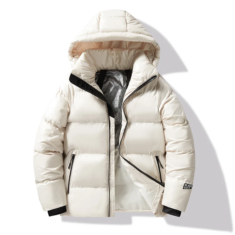 Winter Black All-match Men Parkas Coats with Hood Comfortable Warm Male Clothing Solid Color Thicken Cotton Jackets High Quality