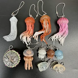 Jellyfish Keychain Gashapon Capsule Toy Simulation Marine Organism Model Toy Stereogram Gacha Pendants Gifts