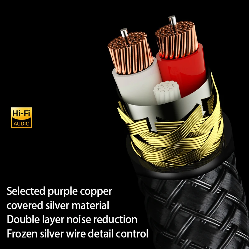 HiFi 2RCA Male to Male Audio Cable 6N OCC Core Gold Plated Plug Double Shielded Interconnect Cable for Amplifier DAC Speaker