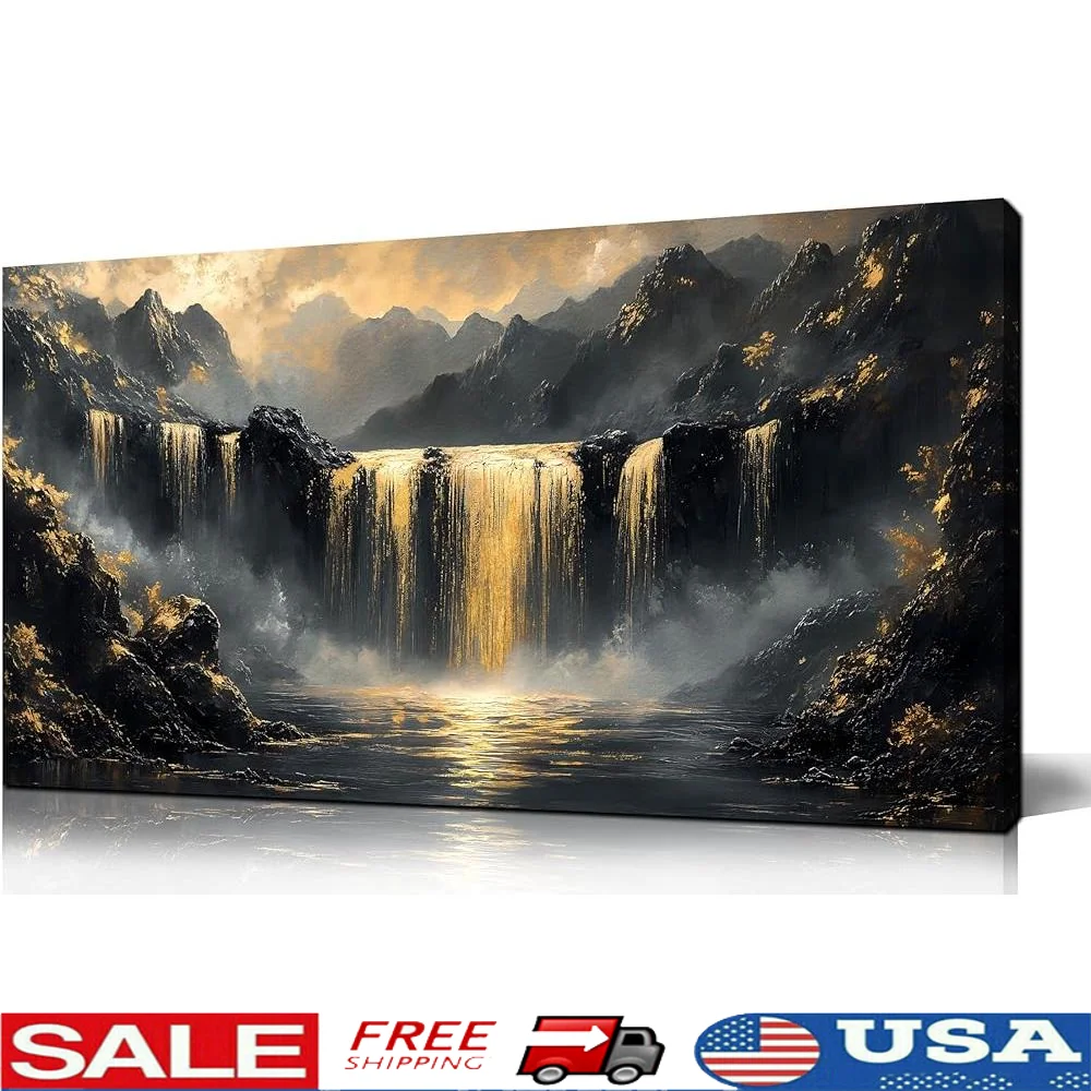 Waterfall Canvas Art Modern Wall Decoration 20x40 Easy to Hang Mountain Theme Living Room Office Decor