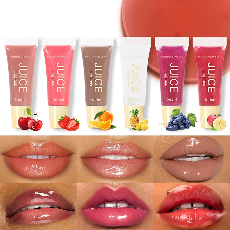 Água Crystal Clear Jelly Lip Oil, Fruit Scent Gloss, Hidratante e Plumping Linhas, Glass Lip Balm