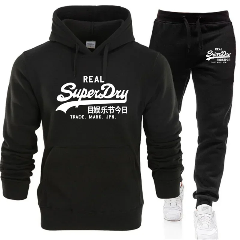 

Autumn and winter male and female couples brand fitness sports set fashion hooded jumper + casual pants two-piece set