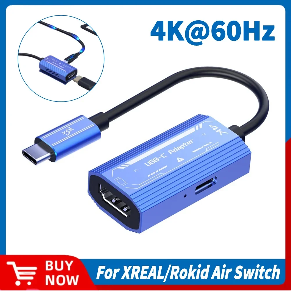 

USB Type C To HDMI-compatible Adapter 4K@60Hz for XREAL/Rokid Air AR Glasses for iPhone 15 Huawei Mate 60/ Pura70 Samsung