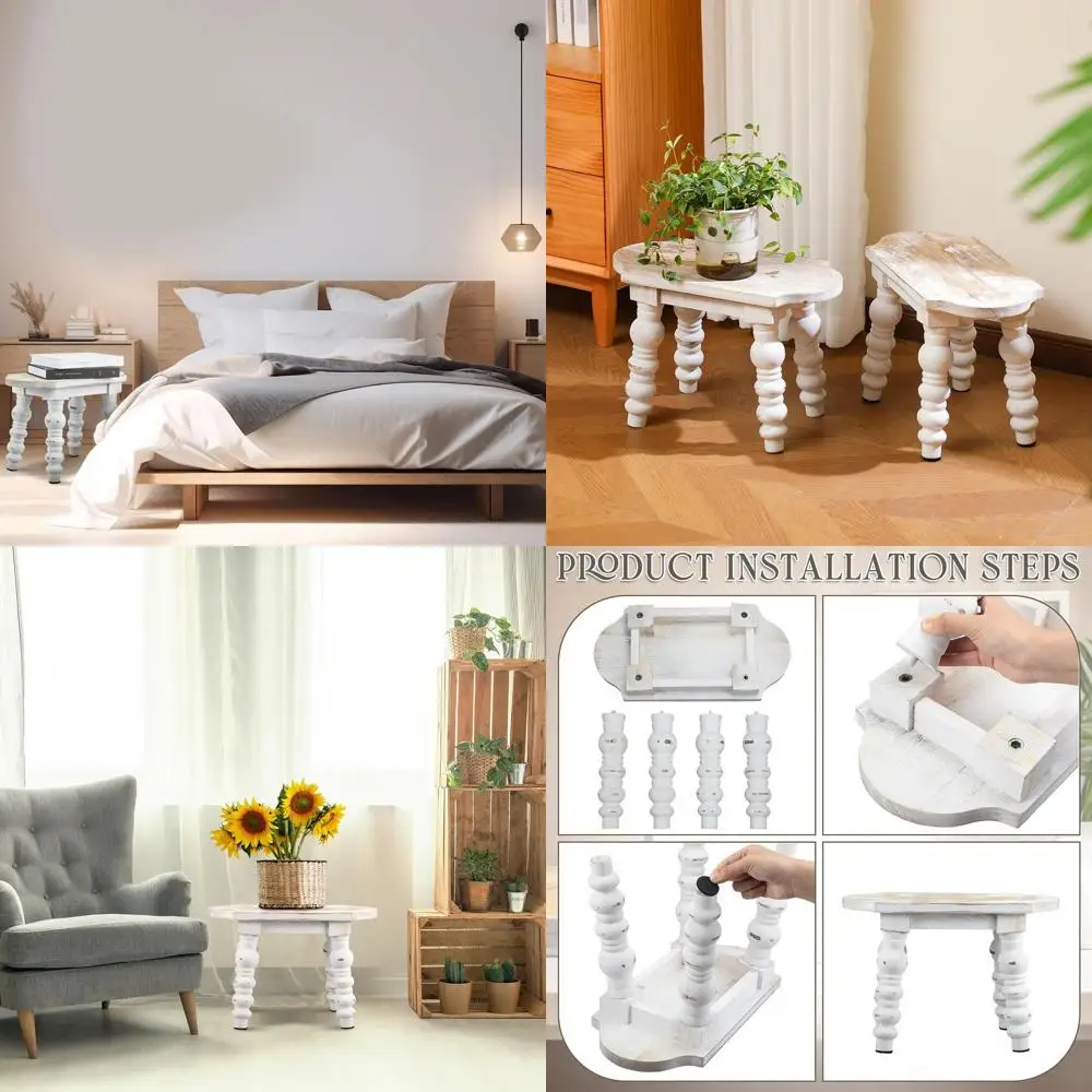 

Винтажный набор деревянных табуретов для фермерского дома, 2 предмета, ванная комната и декор, небольшой акцент для кухни, спальни, гостиной