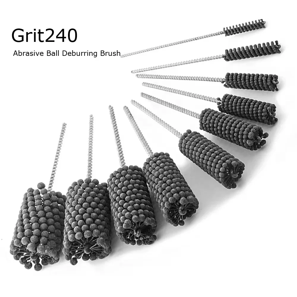 1pcs Grit 240 Flexible Cylinder Honing Abrasive Ball Polishing Brushes Φ4-110mm for Steel Stainless Steel Cast Iron Deburring