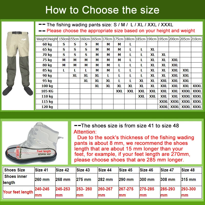 Fly Fishing Waders and Fishing Boots Set, Hunting Fishing Waterproof Waist Wading Pants, Rubber or Felt Reef Rock Fishing Shoes