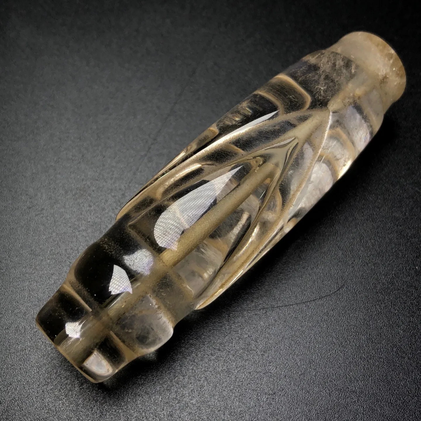 Tibetan Buddhism Crystal 1 Eyes mountain Dzi Bead Amulet Necklace Pendant Z1884