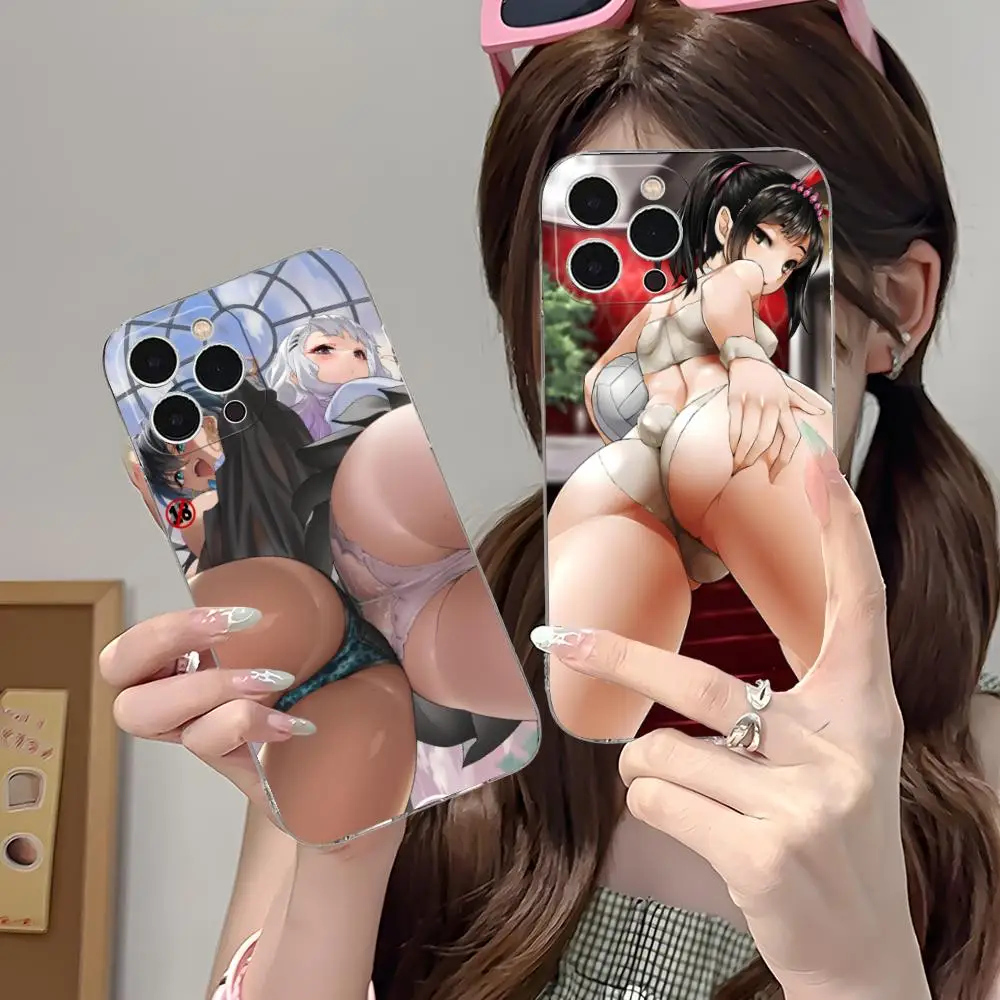 أنيمي Waifu هنتاي قضية الهاتف المحمول آيفون 16 15 14 13 12 11 X XR XS 8 6 Pro Max Plus غطاء حماية صغير واضح اللون