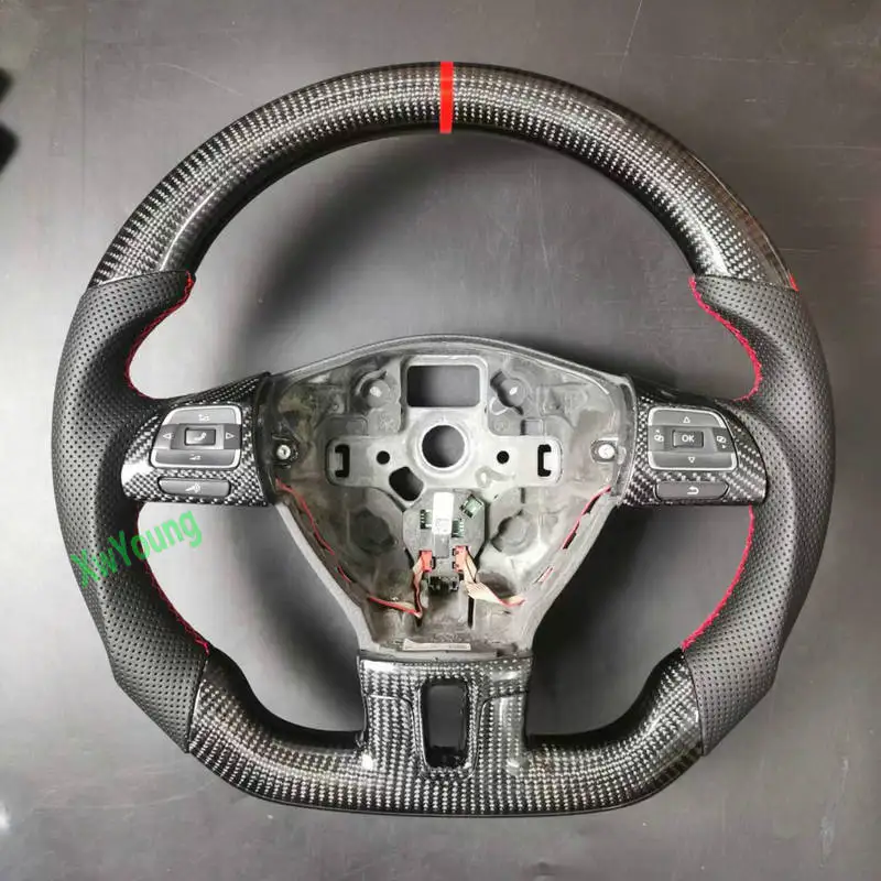 For VW Volkswagen Magotan Golf 6 MK6 Scirocco Tiguan (No Paddles) 100% Real Carbon Fiber Car Steering Wheel