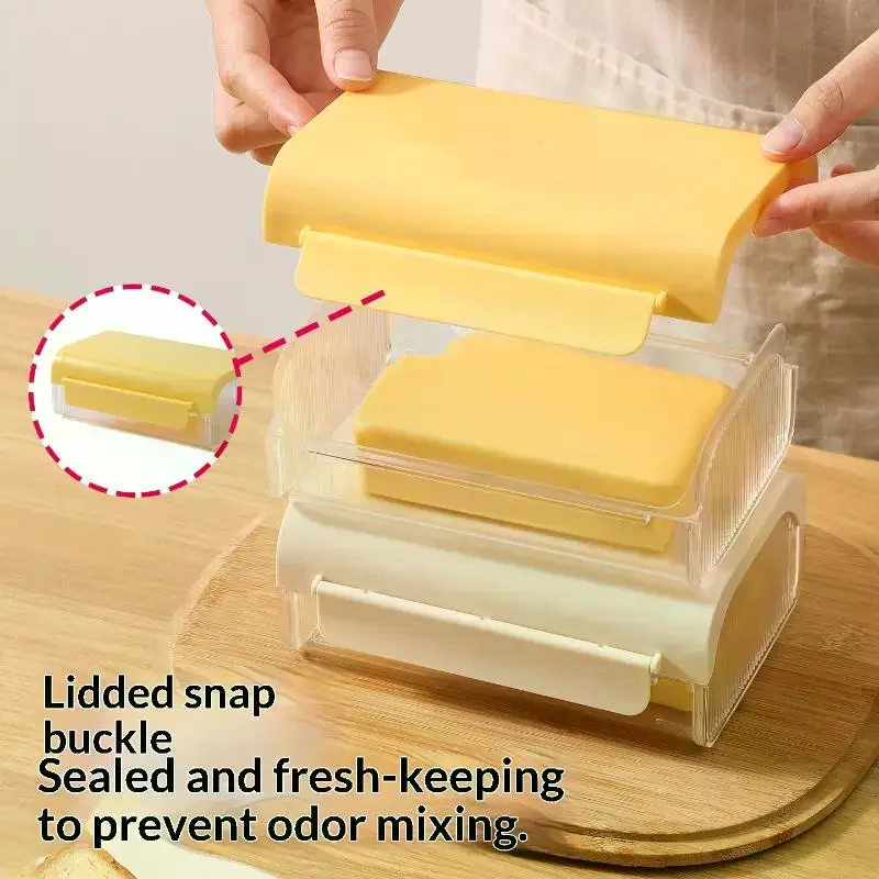 Plastic Compartmentalized Fresh-keeping Storage Container Butter Cutting Refrigerator  Cheese Slice Cutter Storage Box