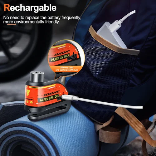 Imagen 2 del producto Alarma de motocicleta, bloqueo de freno de disco, candado de seguridad para rueda de Moto, resistente al agua, 120dB, alarma antirrobo fuerte, bloqueo de disco de motocicleta