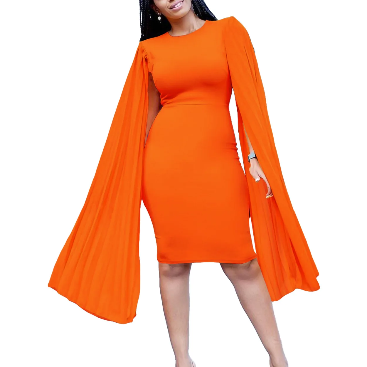 

Elegant African Dresses for Women Traditional Spring Long Pleat Sleeve Yellow Orange Blue Bodycon Dress Dashiki Africa Clothing