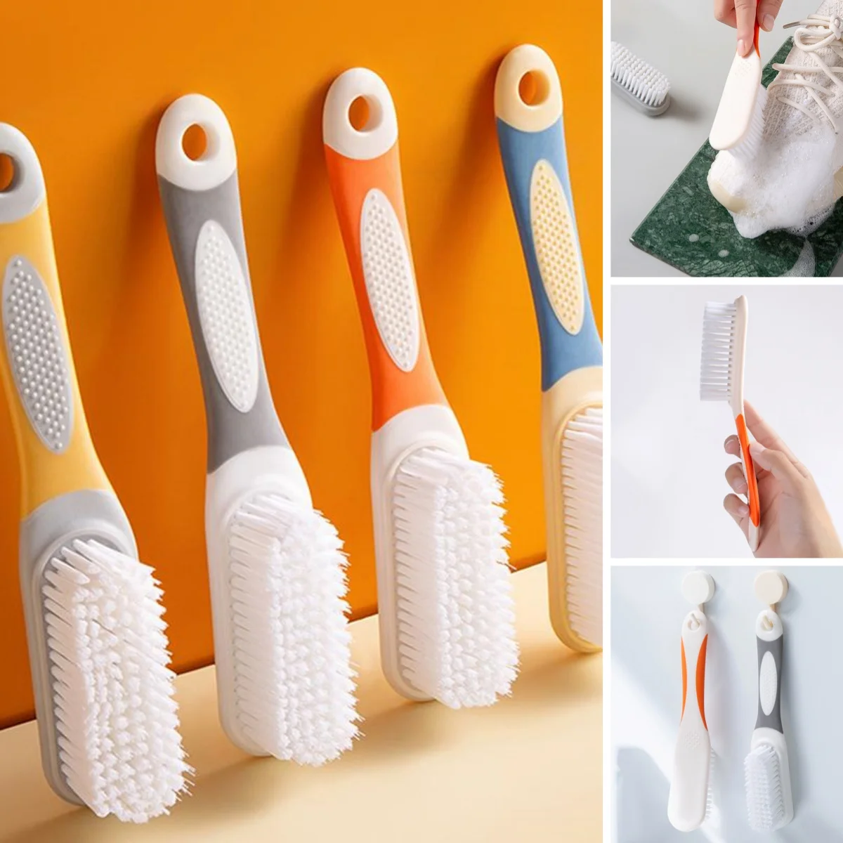 Brosse à chaussures 2 en 1 avec distributeur de liquide, brosse de nettoyage rotative à Long manche, brosse à chaussures remplie de liquide