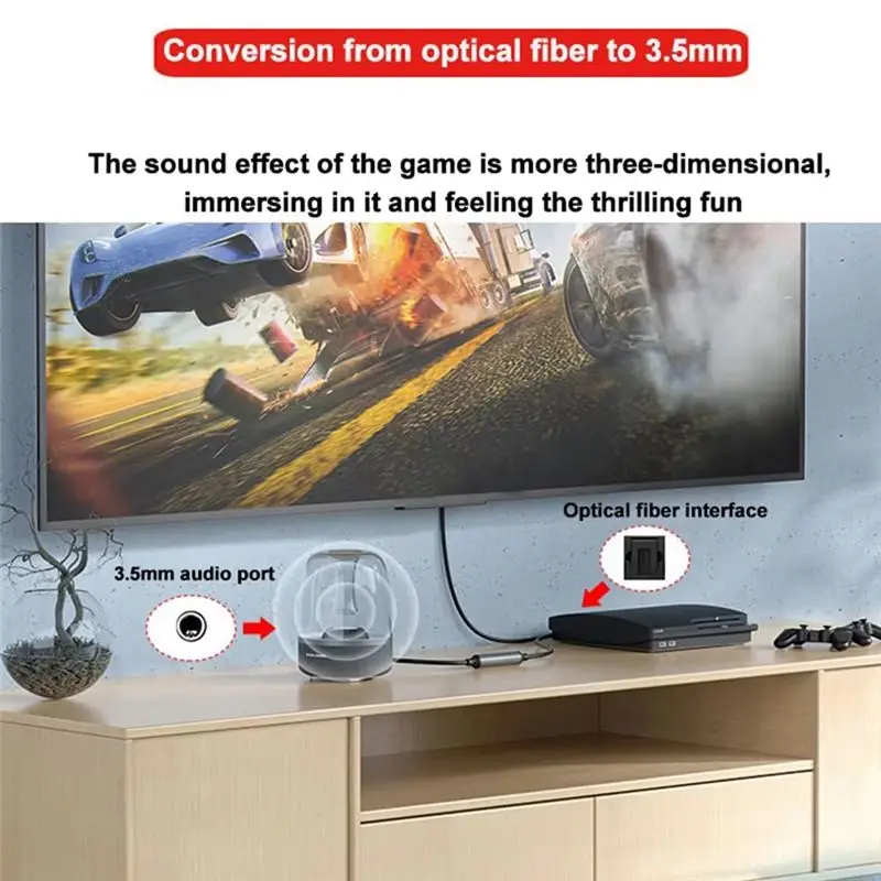 ABGI Digital Optical to Analog 3.5mm AUX Audio Cable Optical to 2RCA Adapter Coaxial to Stereo L/R 3M
