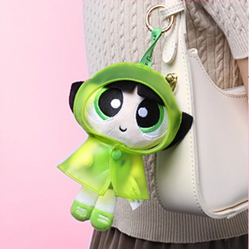 Echte Powerpuff Girls regenjas pluche poppen afneembare aankleden knuffels sleutelhangers cartoon rugzak siermeisje geschenken