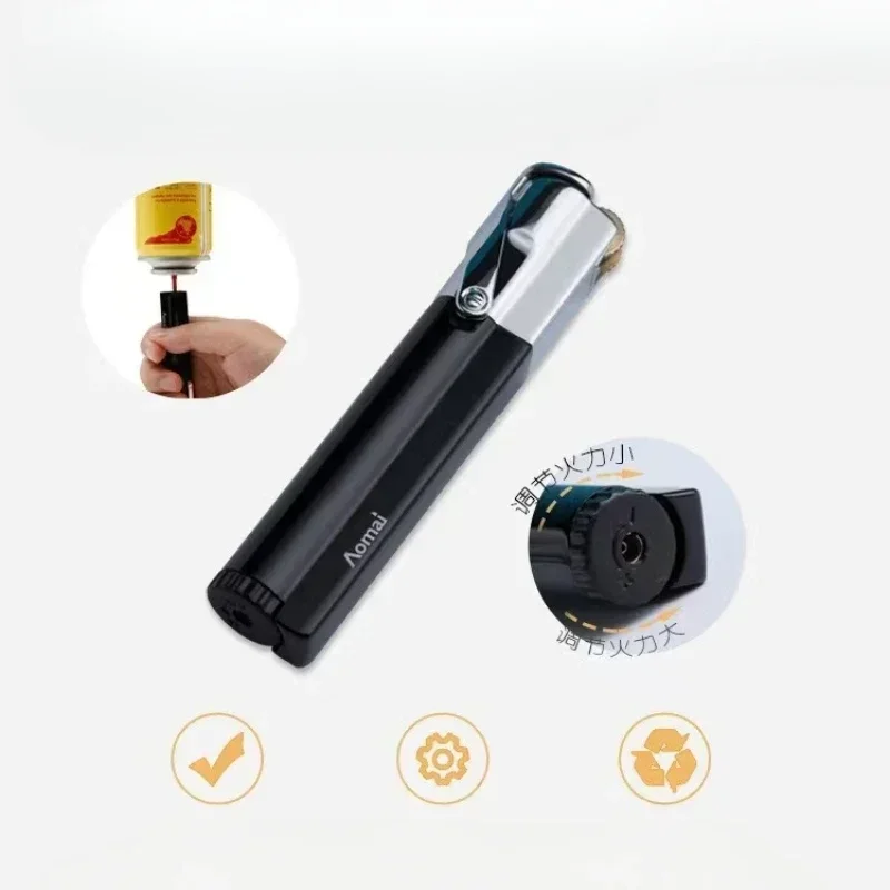 2026 New Portable 1300 C Compact Jet Gas Turbo Torch Butane  Lighter Strip Fixed Fire Windproof Metal Cigar Lighter Cigarette