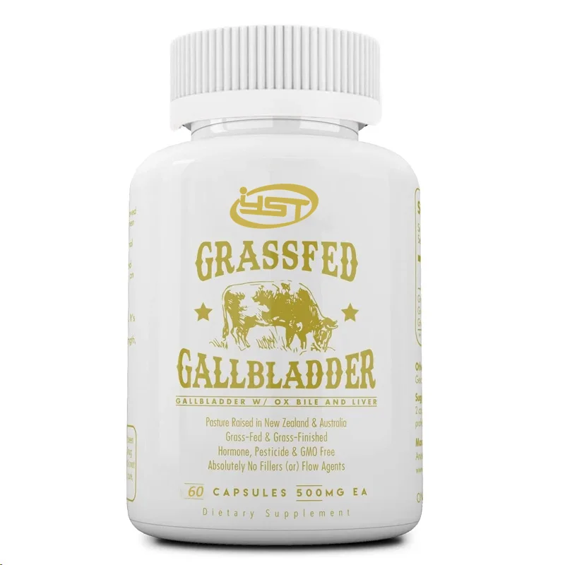 Grass fed beef gallbladder supplement contains cow bile and liver, promoting healthy digestion and bile flow. 60 capsules