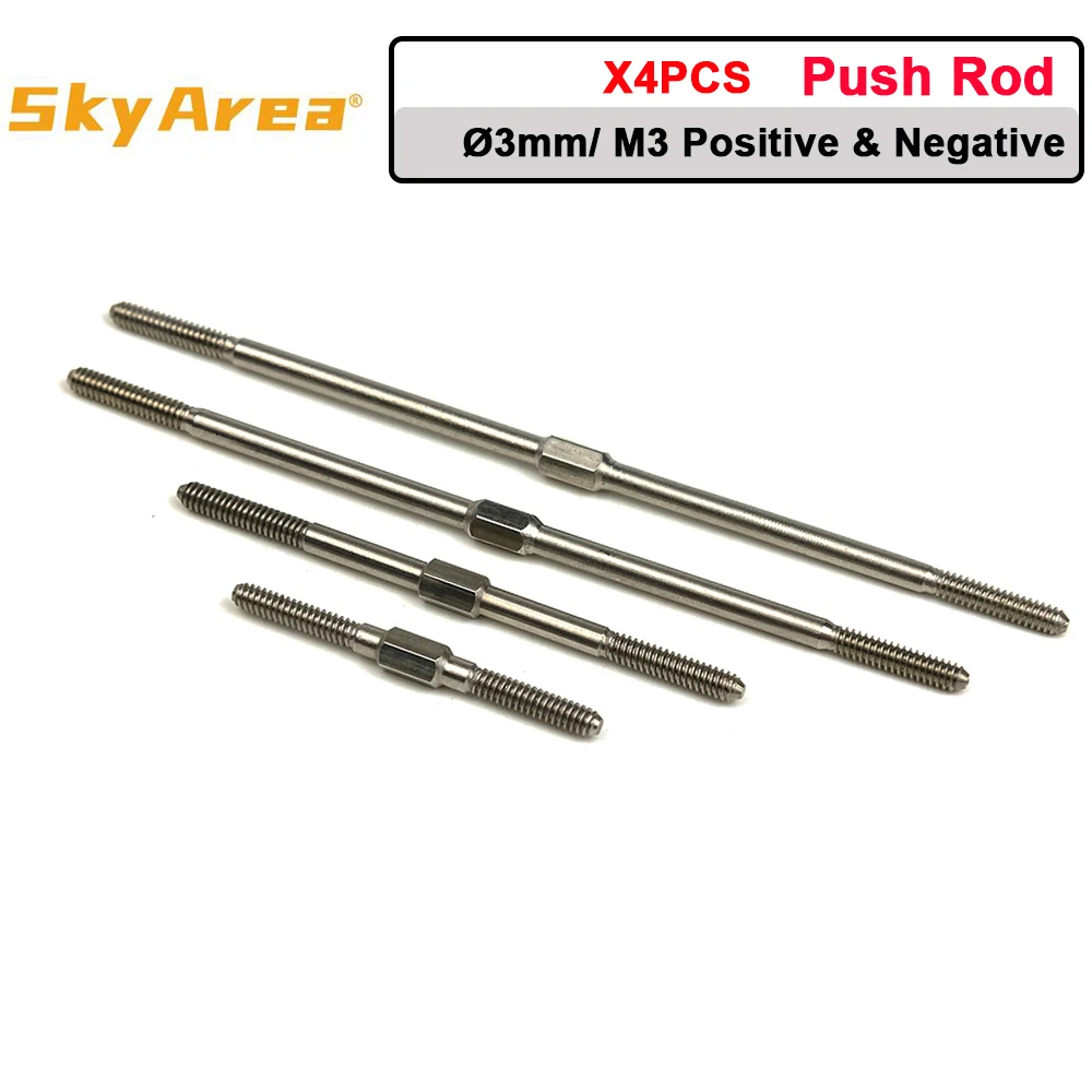 4PCS 3mm M3 Stainless Steel Positive Negative Threaded Push Rod Servo Linkage 38mm/ 60mm/ 95mm/ 102mm for RC Boat Aircraft Model