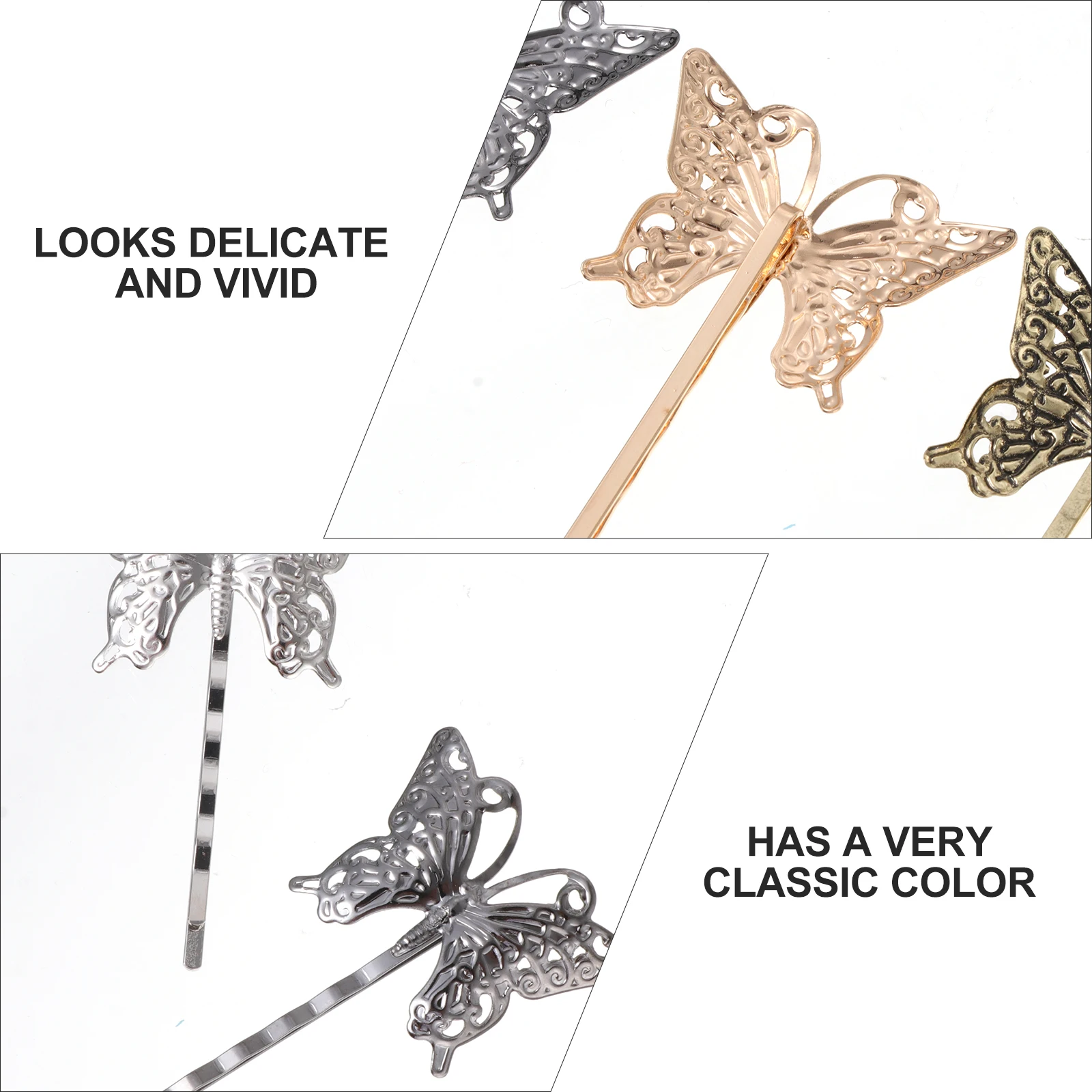 

24pcs Vintage Butterfly Hair Clips Metal Durable Skin-Friendly Kids Safe Anti-Rust Reusable Hairstyle Decoration Straight Curly