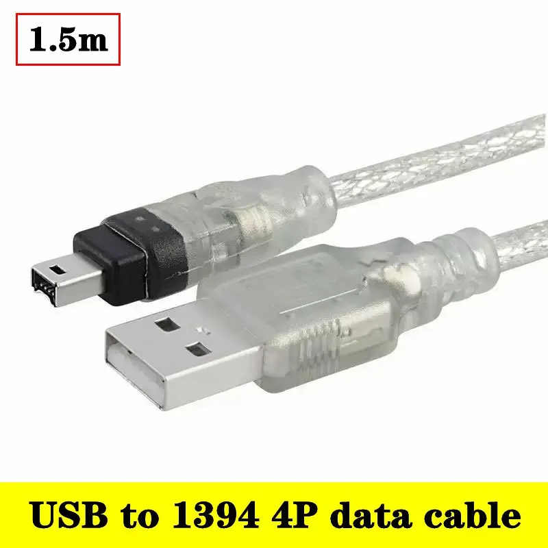 1.5m USB to 1394 Data Cable, USB A Male to 4Pin IEEE1394 Connection Cable, Firewire DV Camera Data Adapter Cable