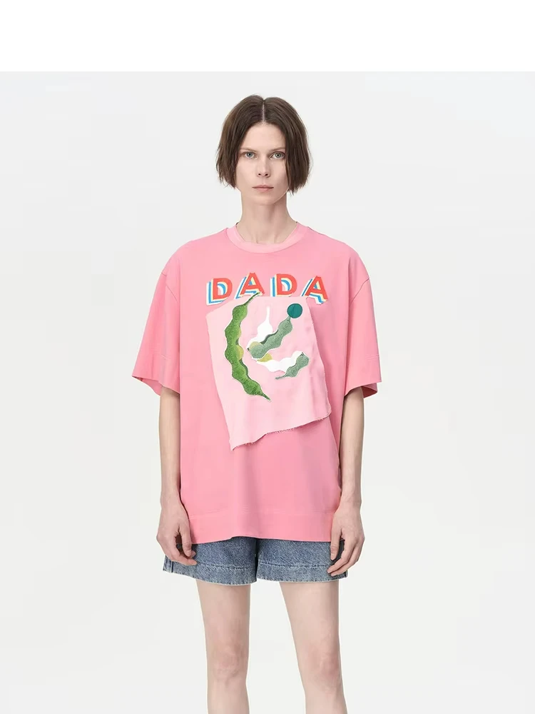 

2025 Summer Color Cotton Simple Casual Short-Sleeved T-shirt Women Men Oversize Vegetable Series Printing Half-sleeved Tops