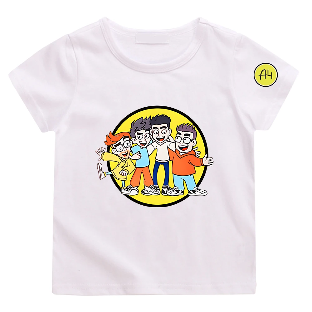 Мерч А4 t shirt Lamba print Short Sleeve T Shirts 100% Cotton Boys Girl Baby Clothing Влад Бумага А4 для детей Kids Shirt Tops