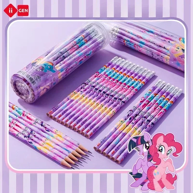 Crayon rond avec gomme pour enfants, Iigen My Little Pony, Baril HB de maternelle, dessin animé mignon, cadeau d'anniversaire et de Noël, véritable