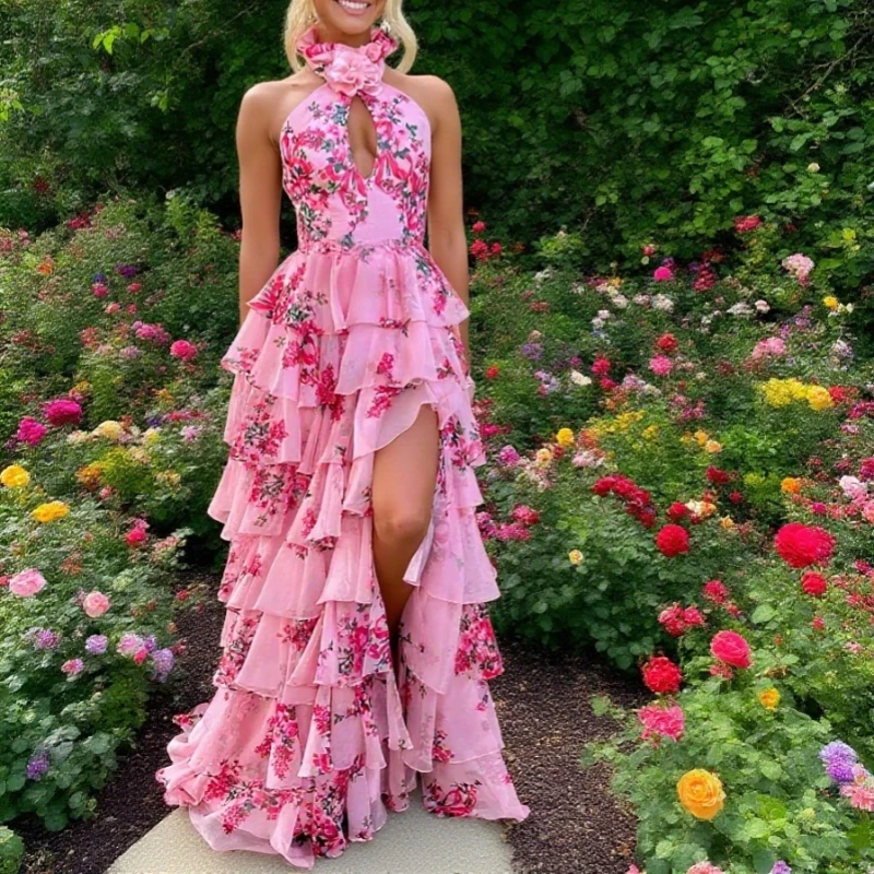 Pink Halter Floral … - image