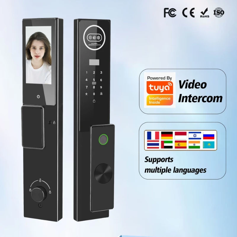 Tuya Password Facial Recognition Video Intercom Smart Password Lock Fingerprint Lock Anti-theft Door Lock Body 6068