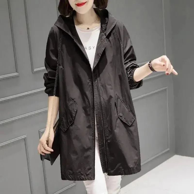 2025 Spring Autumn Women’s Jacket Long Coat Trench Korean Loose Fashion Windbreaker Female Jacket Casual Streetwear Outerwear