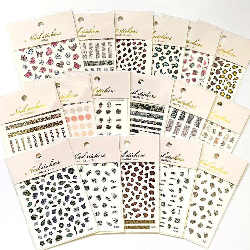 1 Sheet Leopard Sticker 3D Sliders For Nail Art Decorations # Animal Print Charms Polish Manicure No Water Adhesive Tips Decals