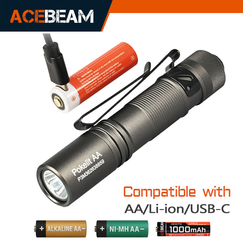  ACEBEAM High CRI EDC Flashlight Pokelit AA Rechargeable LED Flashlights Wide Voltage Mini Torch For Camping Survival Convoy Work 