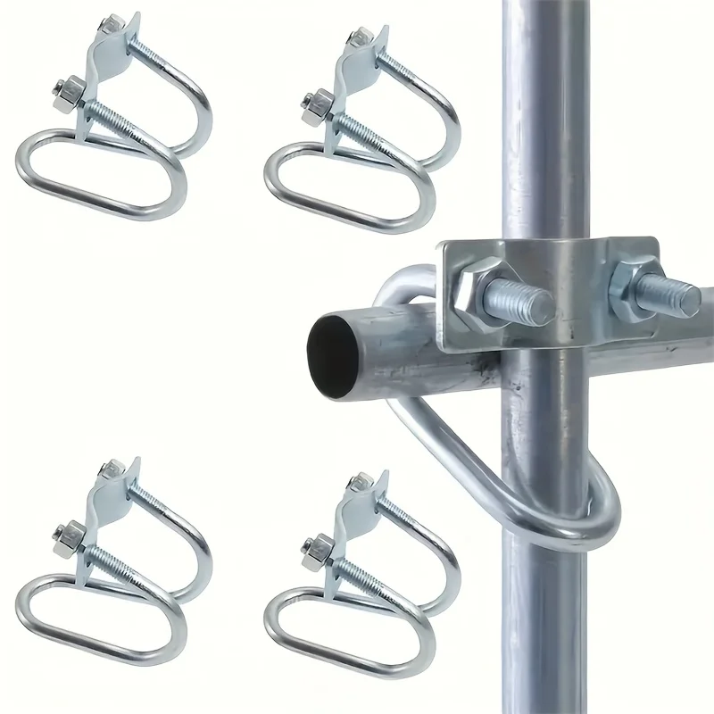 Heavy-duty U-shaped metal clamps  stainless steel construction, durable greenhouse fasteners, suitable for connecting outdoor steel pipes and round tubes, securing gardens, farms, carports, hobbyists, garden clamps,