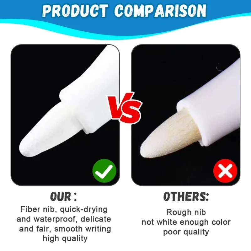 0.7/1.0/2.5MM White Permanent Marker Pens Markers Paint Pen For Wood Rock Plastic Glass Stone Meta Canvas Ceramic Art Supplies