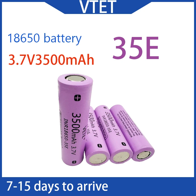 

Новинка 2025 года, VTET 18650, 3500 мАч, разряд INR18650-35E, 3,7 В, 18650, аккумулятор 3,7 В, аккумуляторная батарея, вентилятор, игрушки, фонарик, инструмент «сделай сам»
