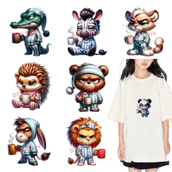 Cartoon Angry Not Waking Up Little Animal Iron On Patch  DTF Heat Transfers transfert T-shirt For Children's clothing