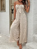 2026 Summer New Bohemian Style Strapless Jumpsuit Vacation Style Printed High-Waisted Wide-Leg Pants Women's Loose Beach Jumpsuit - Image 4