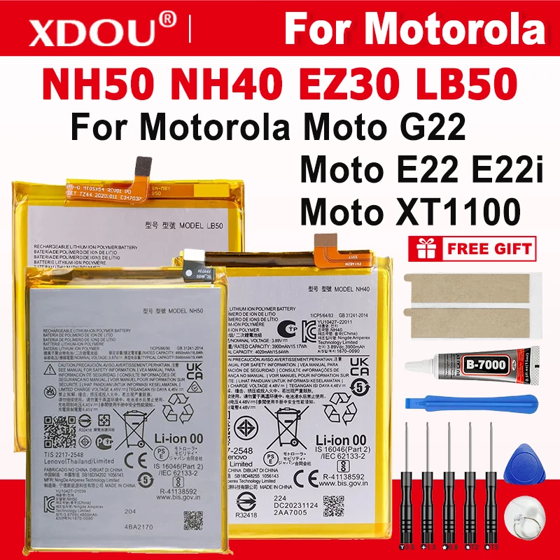 Batería NH50 NH40 EZ30 LB50 para Motorola Moto G22 XT2231-2 Moto E22 E22i LB50 XT1100 Google Nexus 6, baterías para teléfono + herramientas