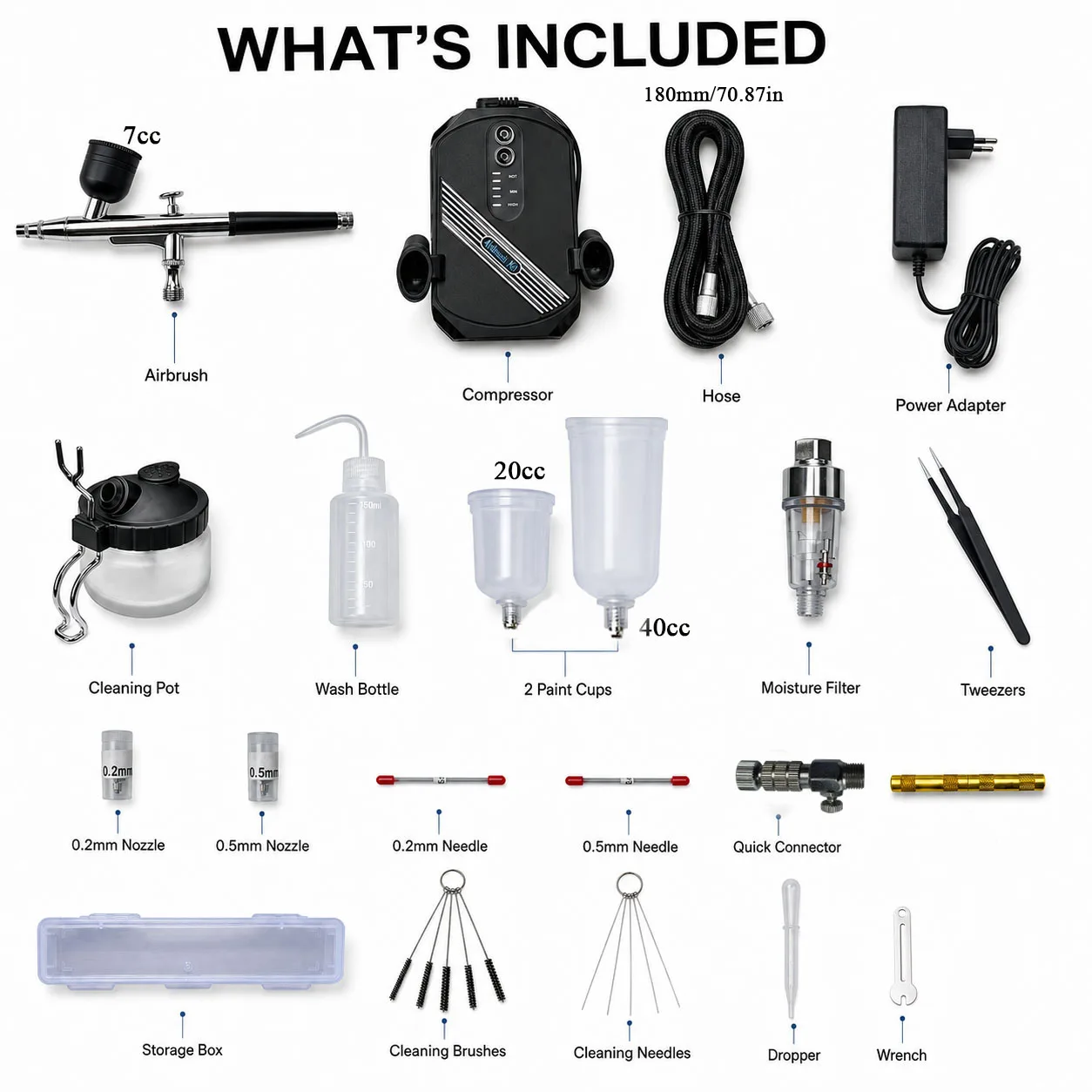 Dual-Action Precision Airbrush Set with Air Pump & Cleaning Kit for Model & DIY Projects