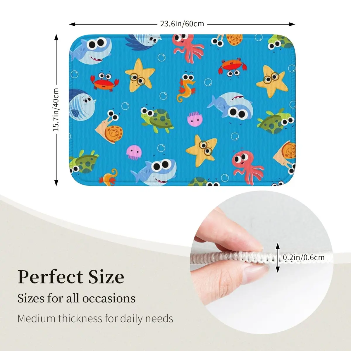 Finny The Shark Doormat Kitchen Entrance Home Floor Mat Non-slip Carpet Rug for Bathroom Footpad Mats