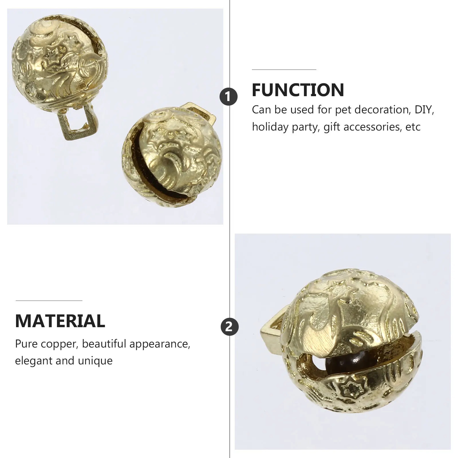 

6pcs Brass Little Bells Copper Pendant Jingle Diy Craft Christmas Decoration Wind Chime Party Supplies Bulk Metal Ornament